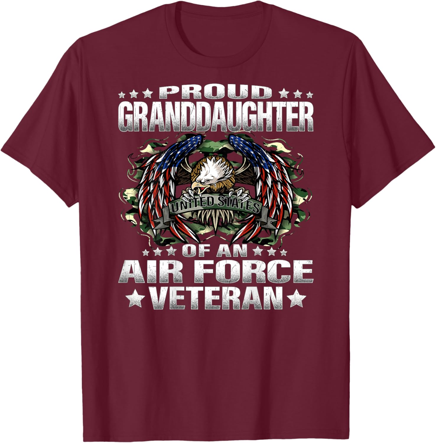 Proud Granddaughter Of An Air Force Veteran Vet's Family T-Shirt - T-Shirt | Maroon