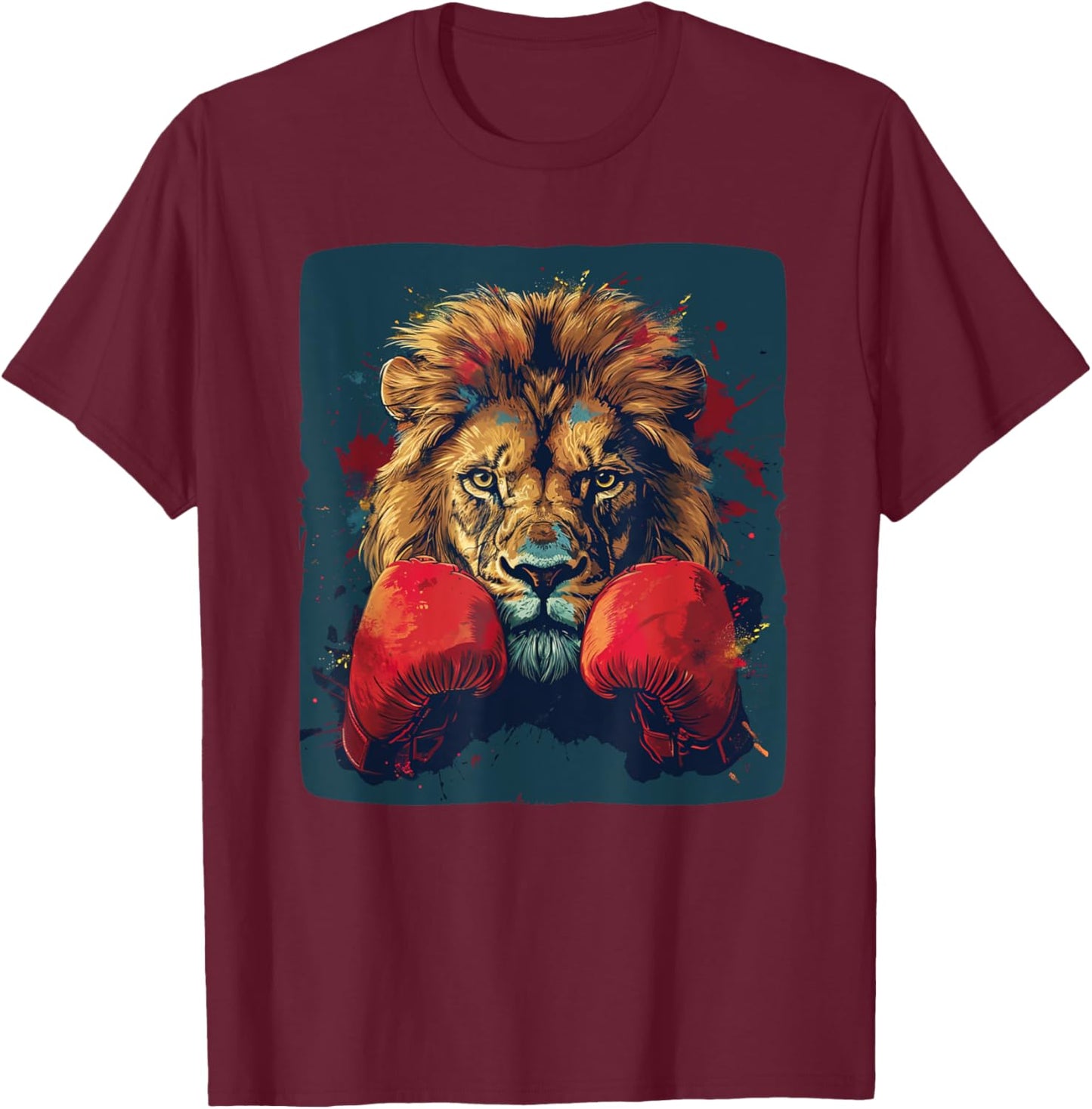 Cool lion with boxing gloves costume T-Shirt - T-Shirt | Maroon