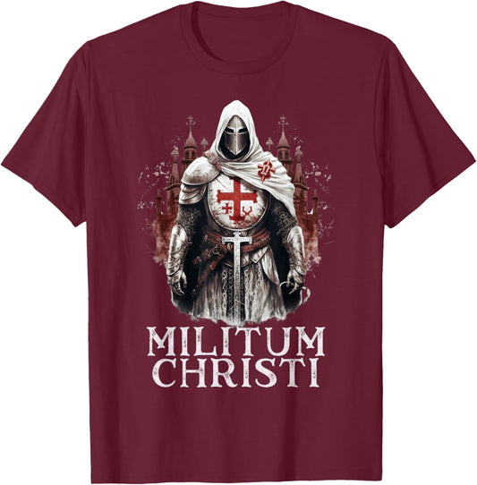 Catholic Knight Templar Crusader Cross T-Shirt - T-Shirt | Maroon
