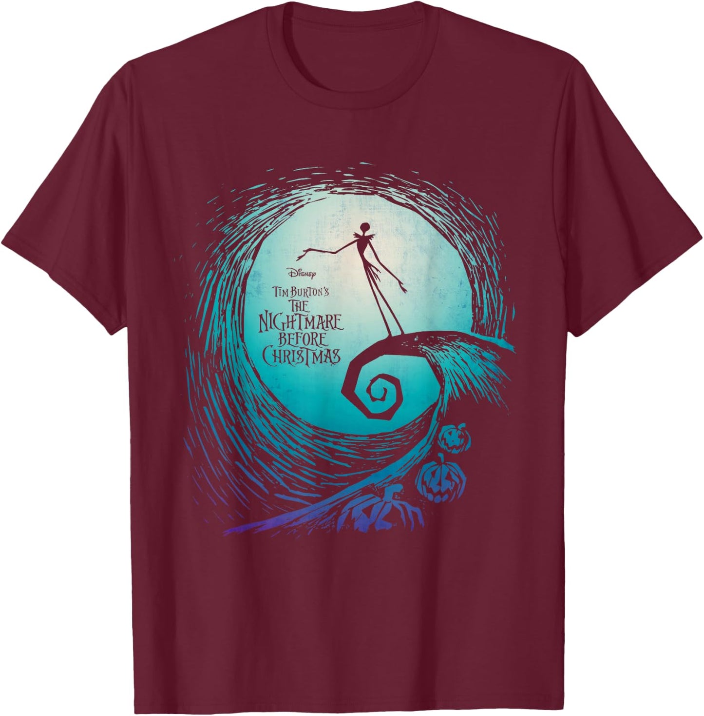 Disney Nightmare Before Christmas Jack Movie Logo Small T-Shirt - T-Shirt | Maroon