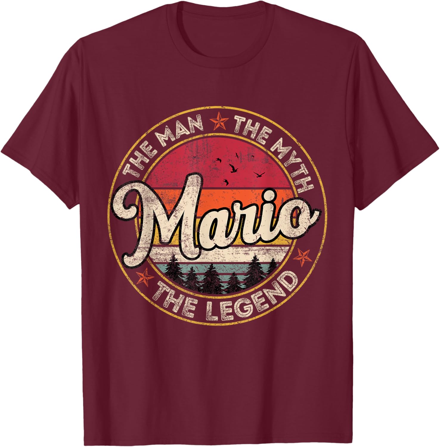 Mario The Man The Myth The Legend Personalized Name T-Shirt - T-Shirt | Maroon