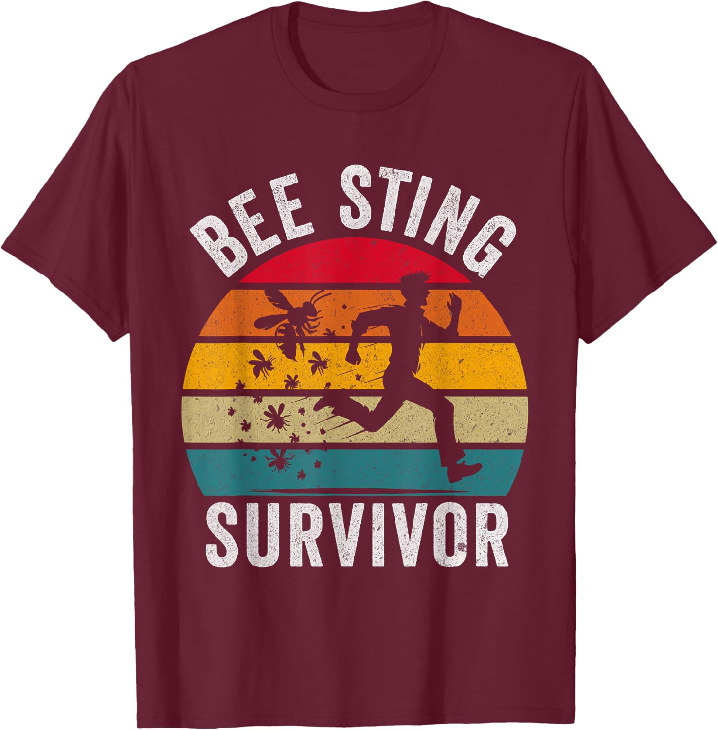 Kids Black Small Retro Bee Keeper T-Shirt - T-Shirt | Maroon