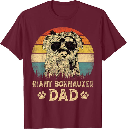 Vintage Giant Schnauzer Dad Dog Lovers Father's Day T-Shirt - T-Shirt | Maroon