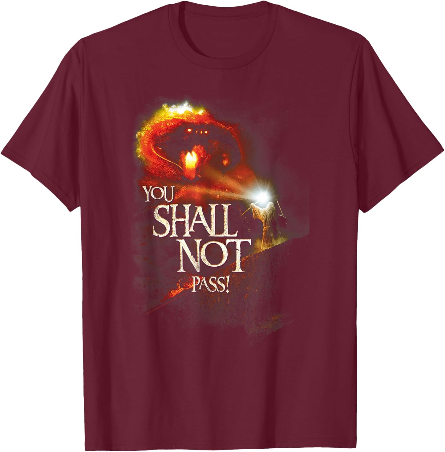 Lord of The Rings Balrog You Shall Not Pass T-Shirt - T-Shirt | Maroon