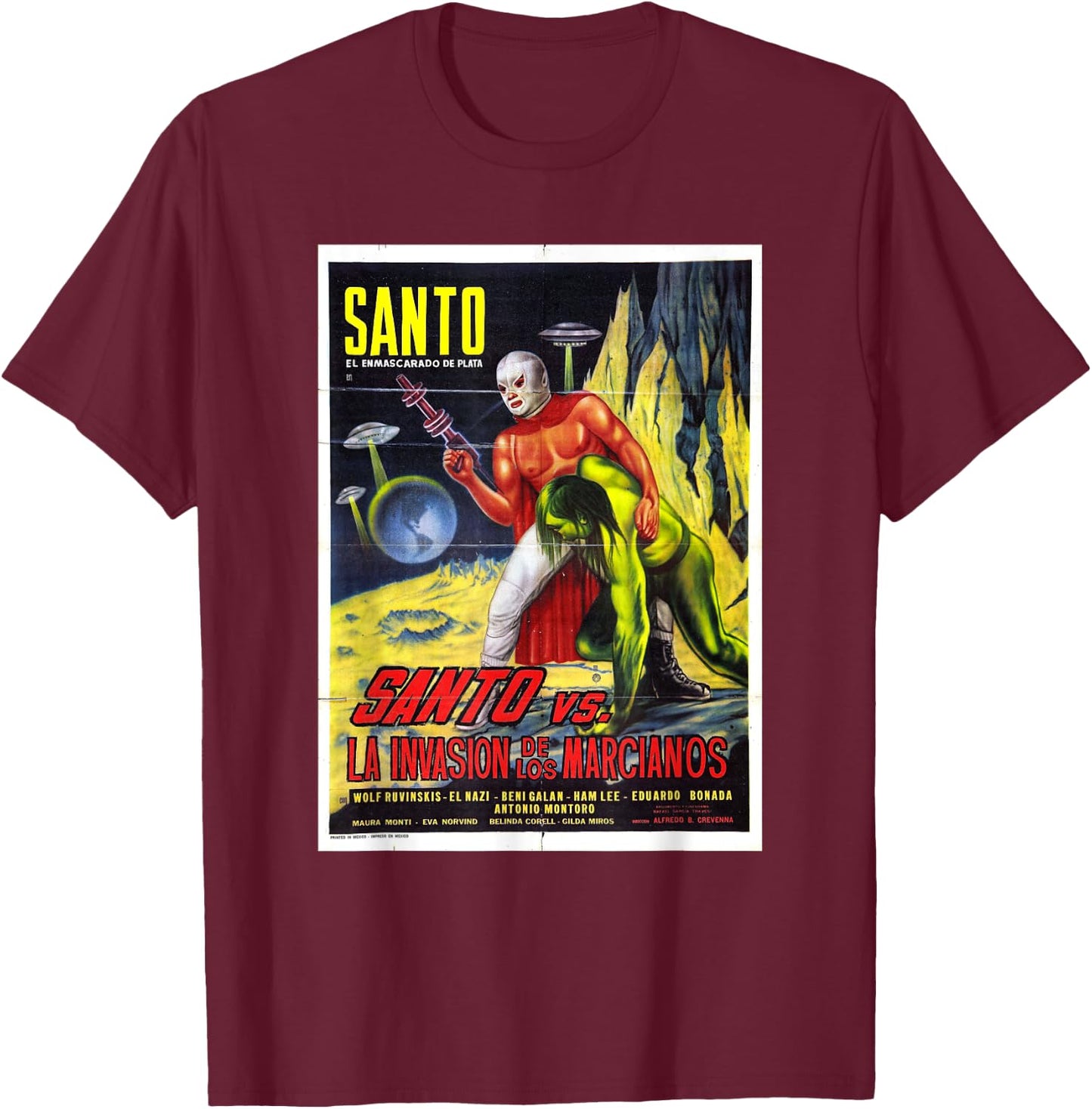 Santo El Enmascarado de Plata Retro Vintage T-Shirt - T-Shirt | Maroon