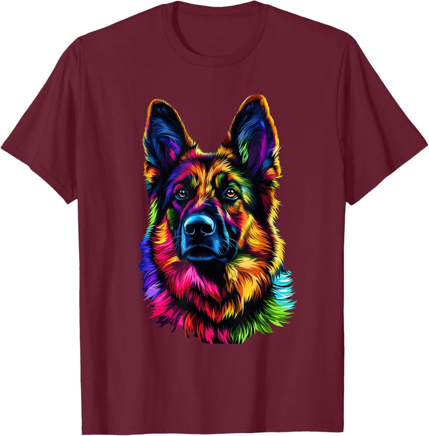 Colorful German Shepherd Pop Art Dog Lovers Gift T-Shirt - T-Shirt | Maroon