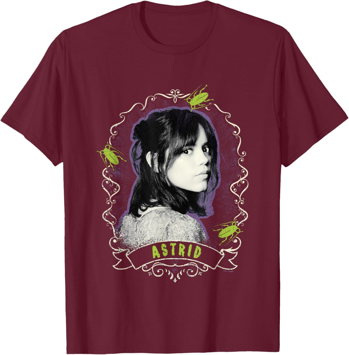 Beetlejuice Beetlejuice Astrid Deetz Face Portrait Vintage T-Shirt - T-Shirt | Maroon
