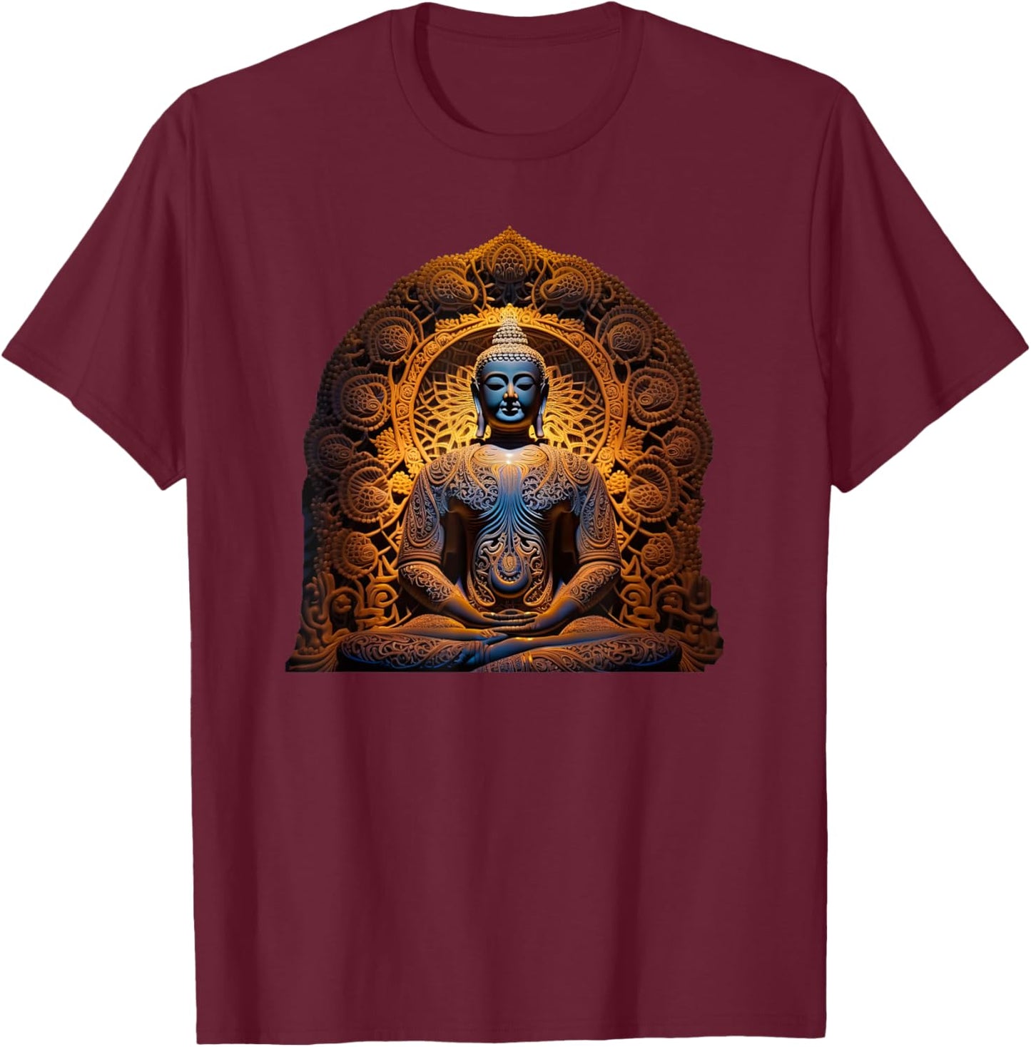 Buddha Statue Yoga Buddhist Zen Buddhism Meditation T-Shirt - T-Shirt | Maroon