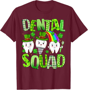 Dental Squad St. Patrick's Day Irish Dental Assistance Tooth T-Shirt - T-Shirt | Maroon