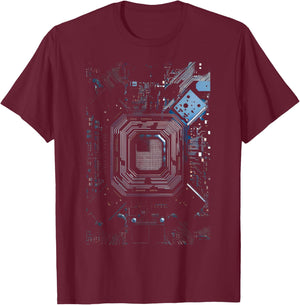 Motherboard Microchip Black IT Computer Background Graphic T-Shirt - T-Shirt | Maroon