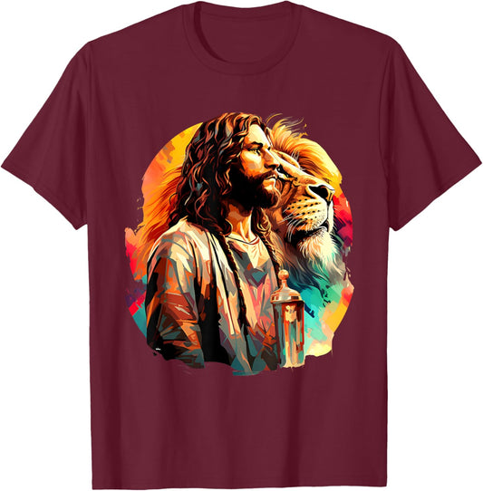 Lion Of Judah Jesus Christian Faith Men Women Gifts T-Shirt - T-Shirt | Maroon