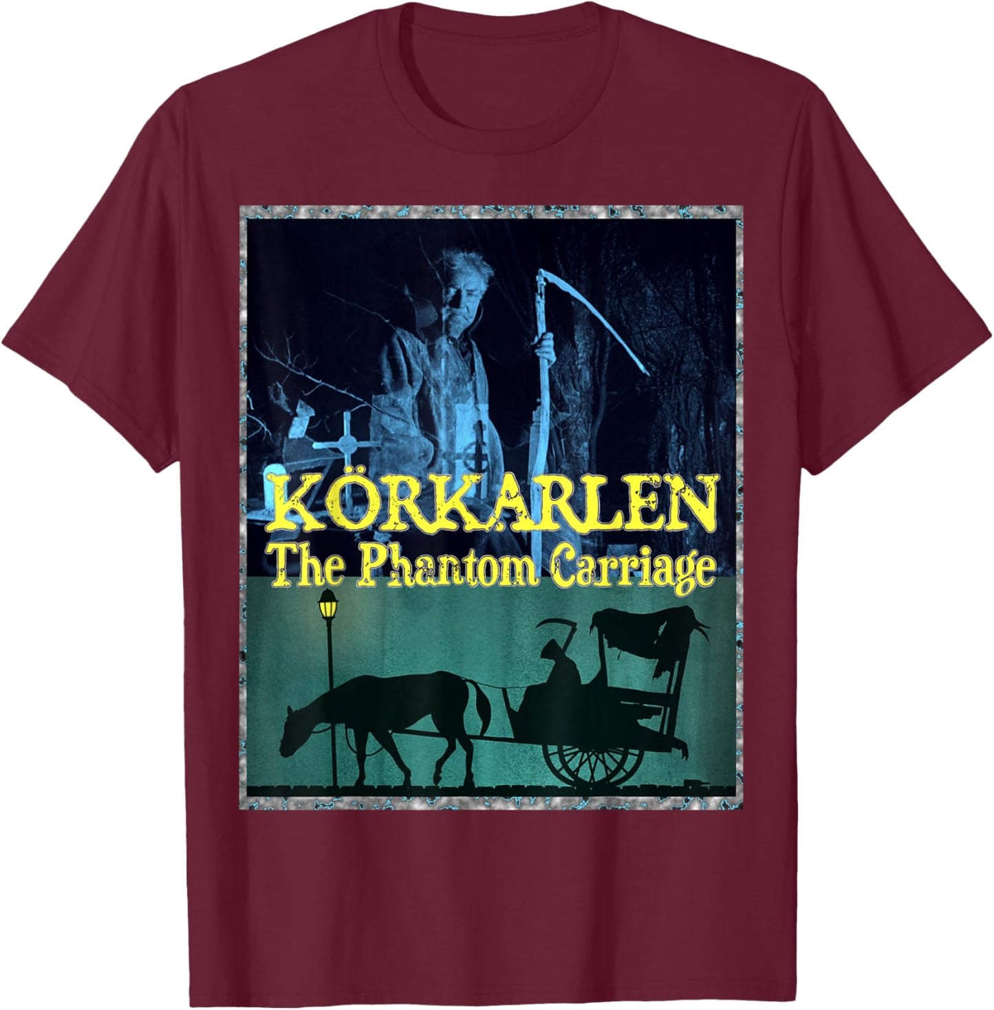 Vintage Classic Horror Körkarlen The Phantom Carriage T-Shirt - T-Shirt | Maroon