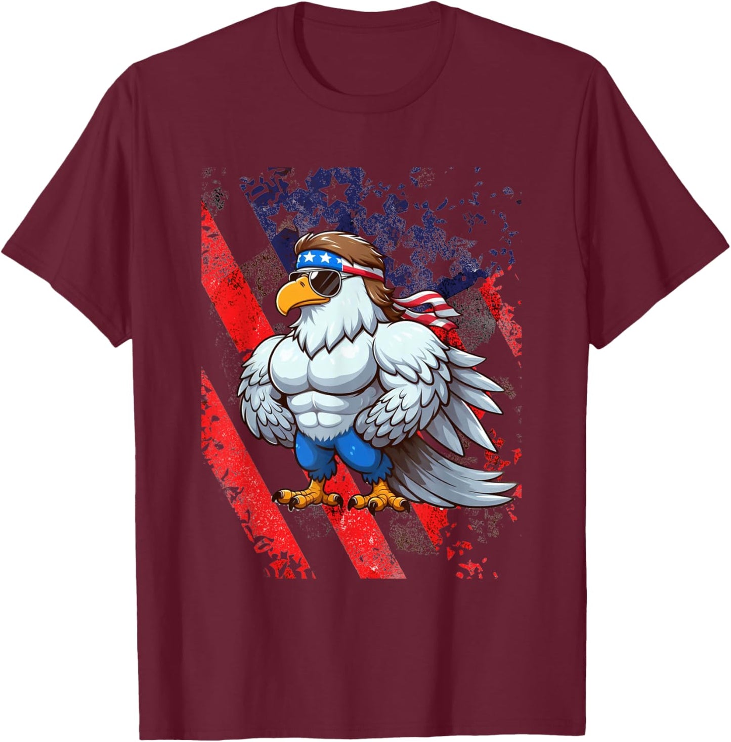 Funny American Mullet Eagle America 4th Of July Merica T-Shirt - T-Shirt | Maroon