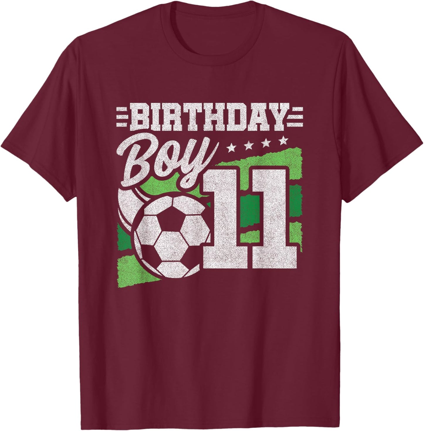 11 Year Old Soccer Birthday - Boys 11th Birthday Soccer T-Shirt - T-Shirt | Maroon