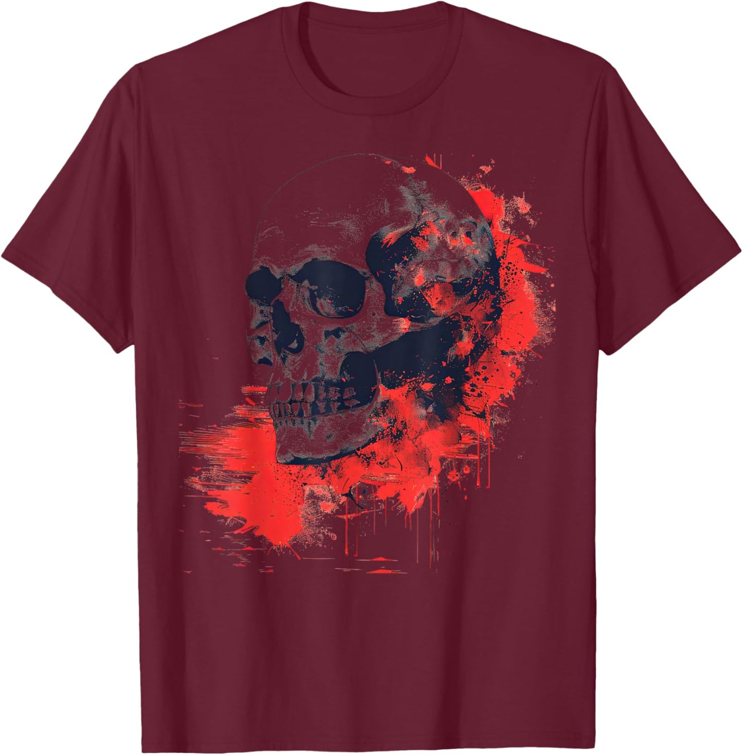 Halloween Maroon and Ebony Splatter T-Shirt - T-Shirt | Maroon