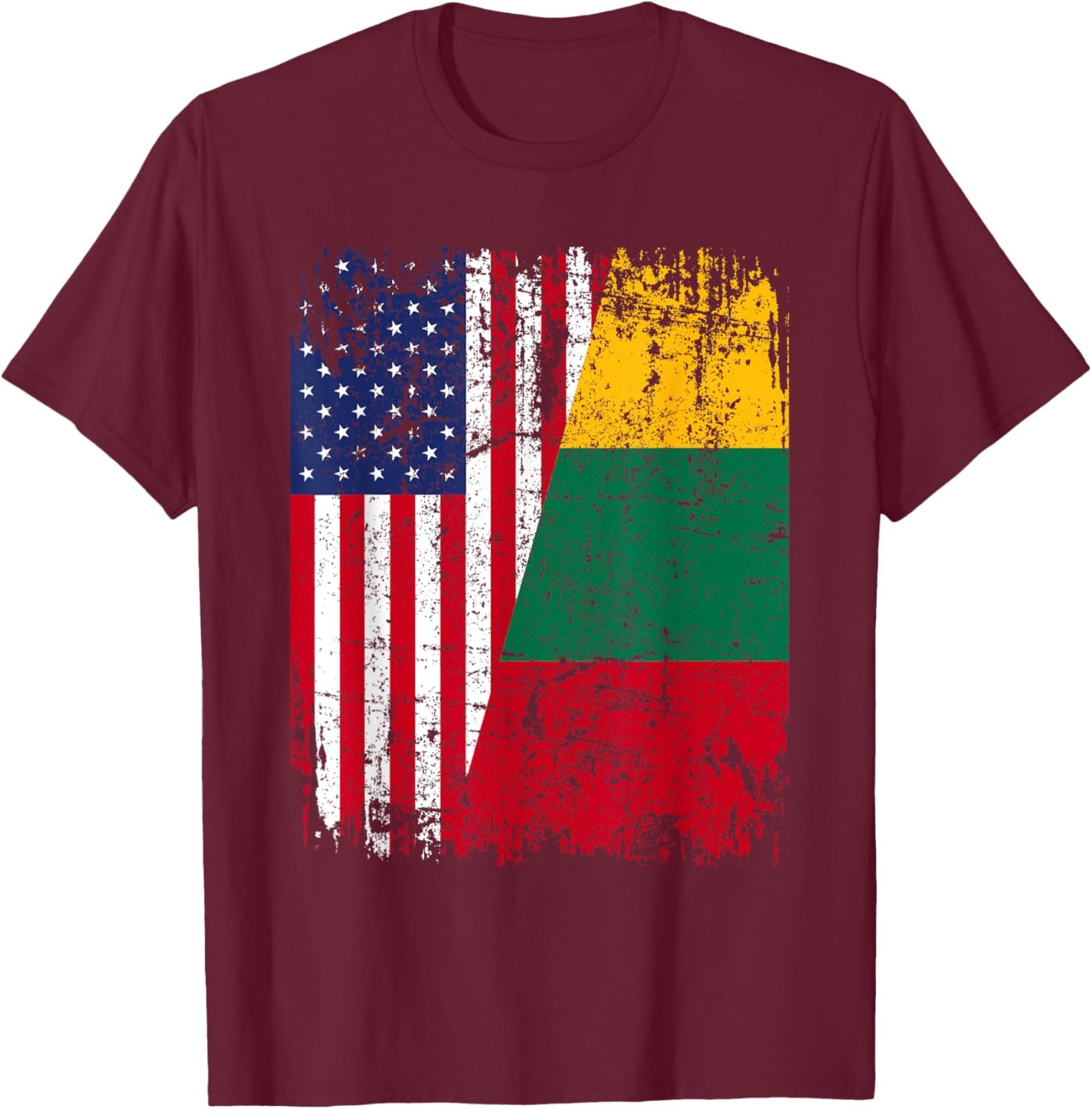LITHUANIAN American Flag | Men Women Kids | LITHUANIA T-Shirt - T-Shirt | Maroon