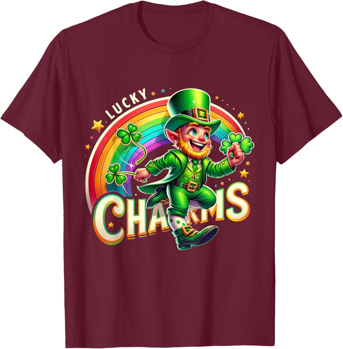 Lucky Charms Leprechaun St Patrick's Day Rainbow Irish Kids T-Shirt - T-Shirt | Maroon