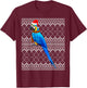 Xmas Bird Santa Hat Blue-and-Yellow Macaw Ugly Christmas T-Shirt - T-Shirt | Maroon
