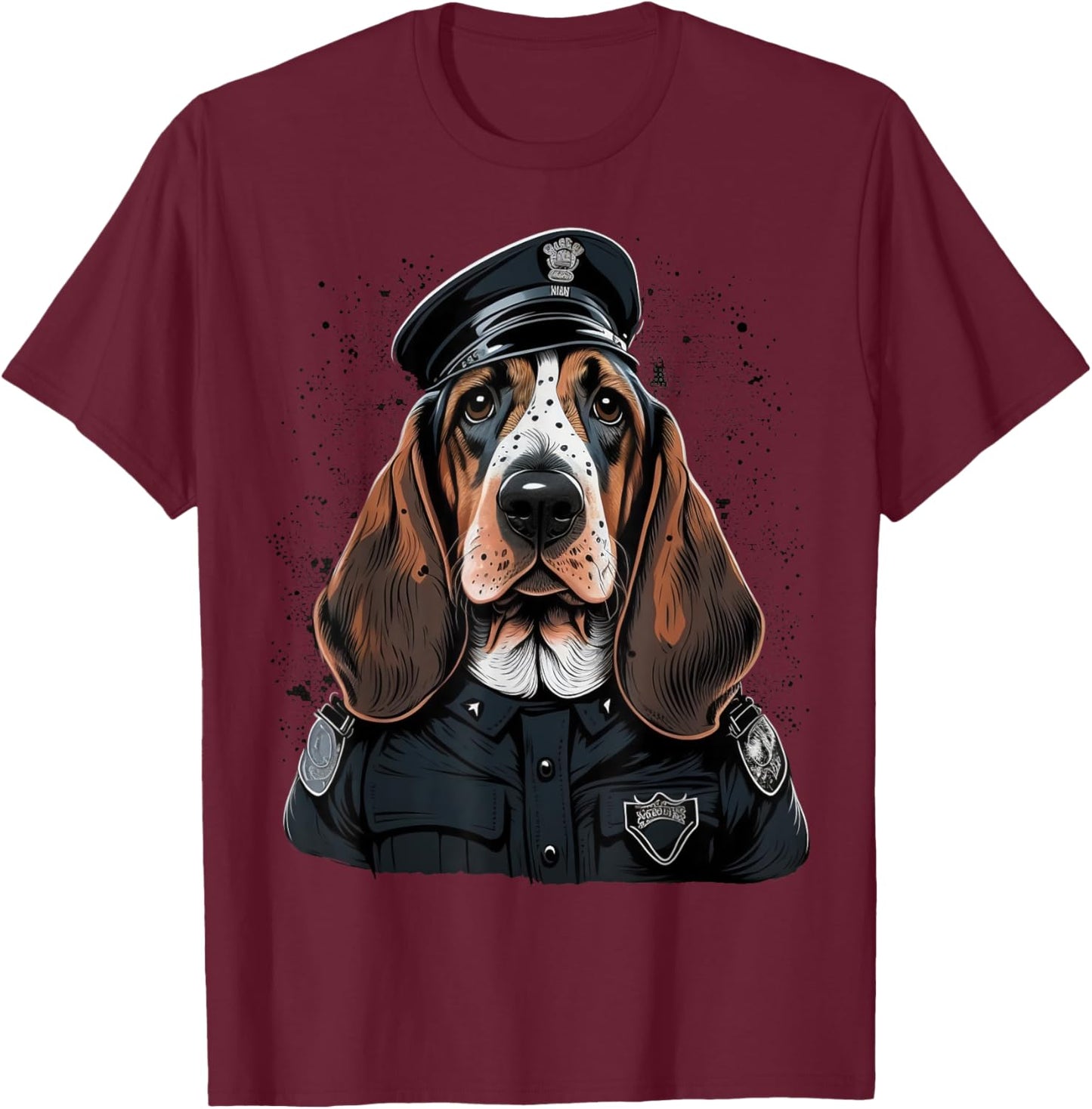 Police Officer Basset Hound Cop dog on Police Basset Hound Men Women Kids T-Shirt - T-Shirt | Maroon