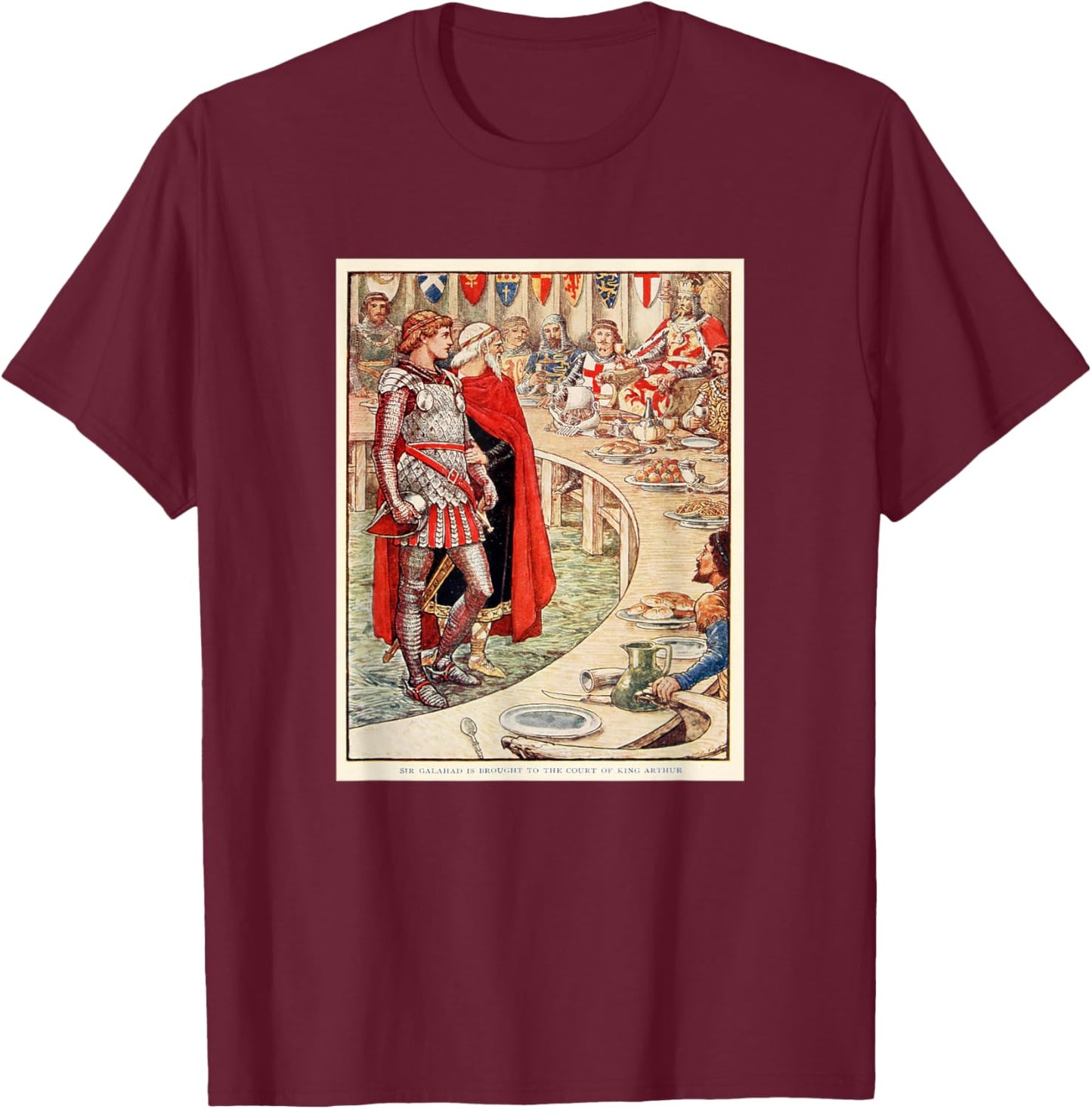 Knights of The Round Table & Sir Galahad T-Shirt - T-Shirt | Maroon