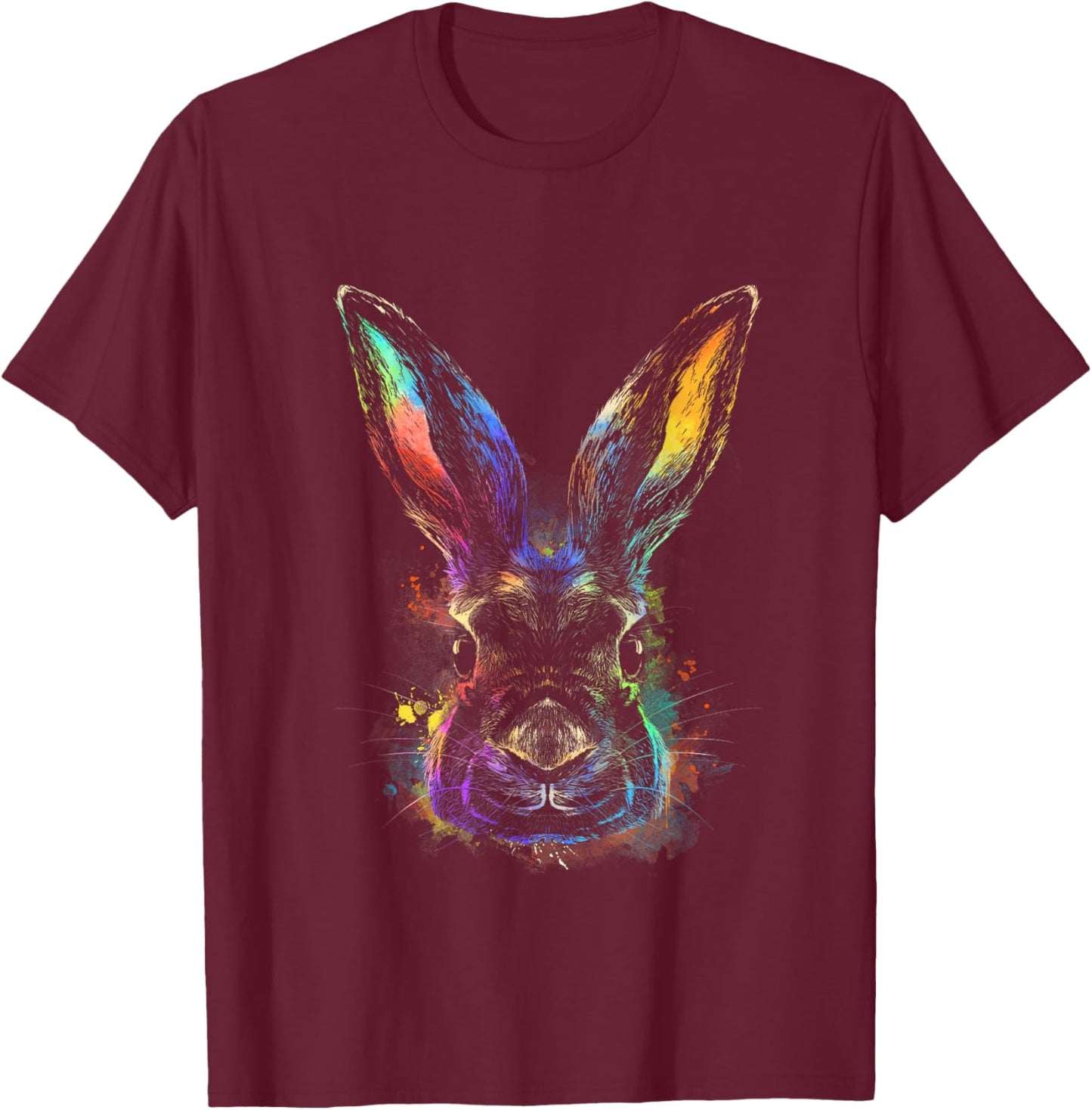 Rabbit Watercolor Bunny Hare Pet Easter T-Shirt - T-Shirt | Maroon