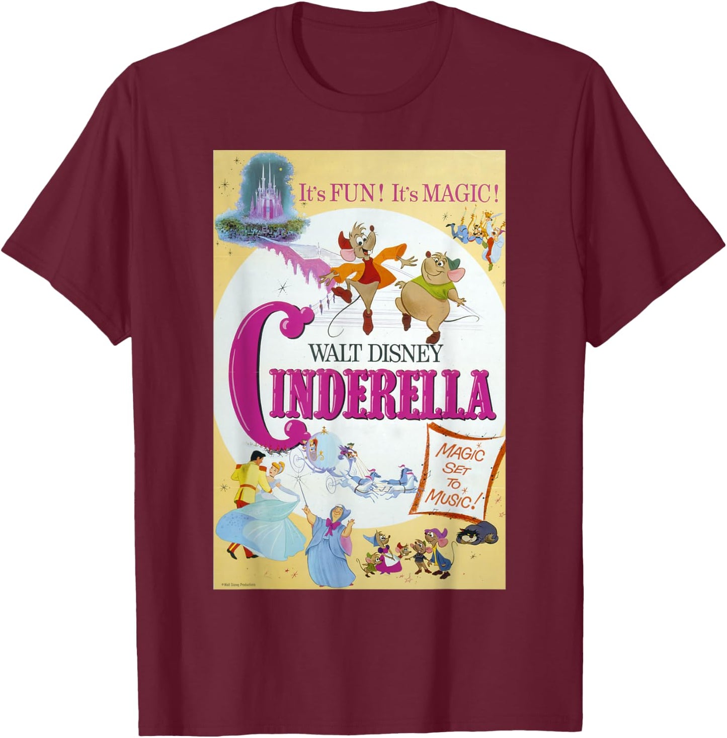 Disney Cinderella Vintage Poster Small T-Shirt - T-Shirt | Maroon