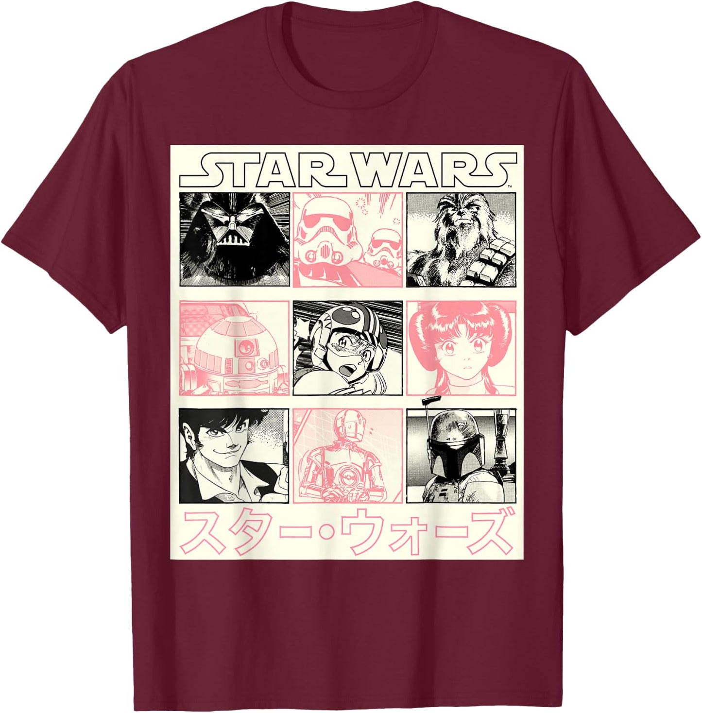 Star Wars Manga Style Comic Panels T-Shirt - T-Shirt | Maroon