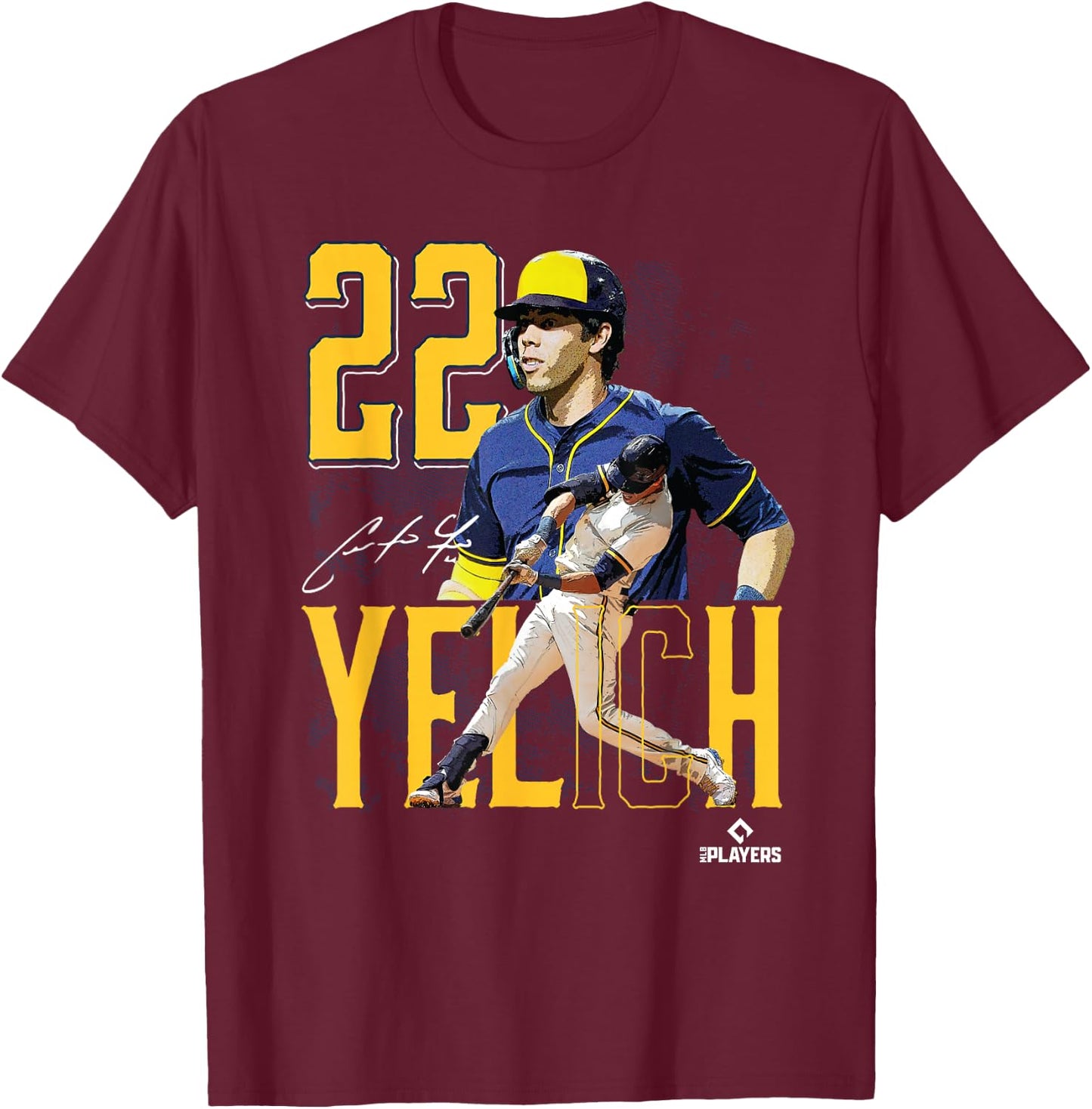 Christian Yelich | Milwaukee baseball | Players | MLBYCN3003 T-Shirt - T-Shirt | Maroon