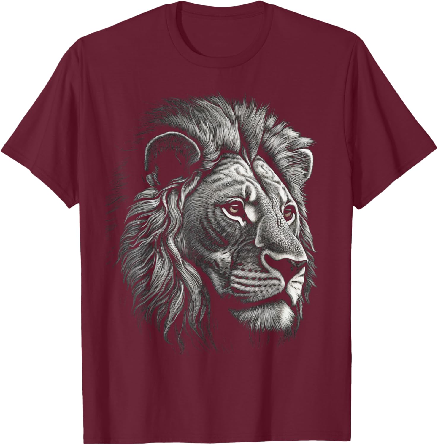 Löwe in Weiß - Tierlöwe T-Shirt - T-Shirt | Maroon