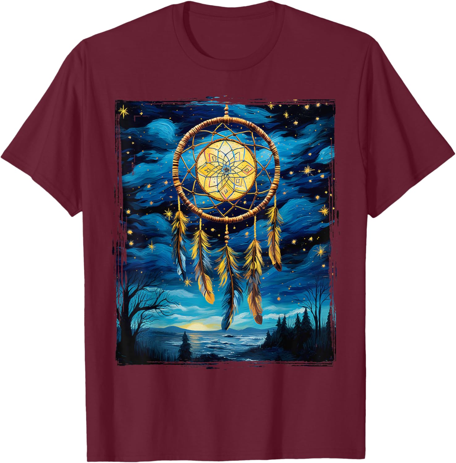 Native American Dreamcatcher Indian Design T-Shirt - T-Shirt | Maroon