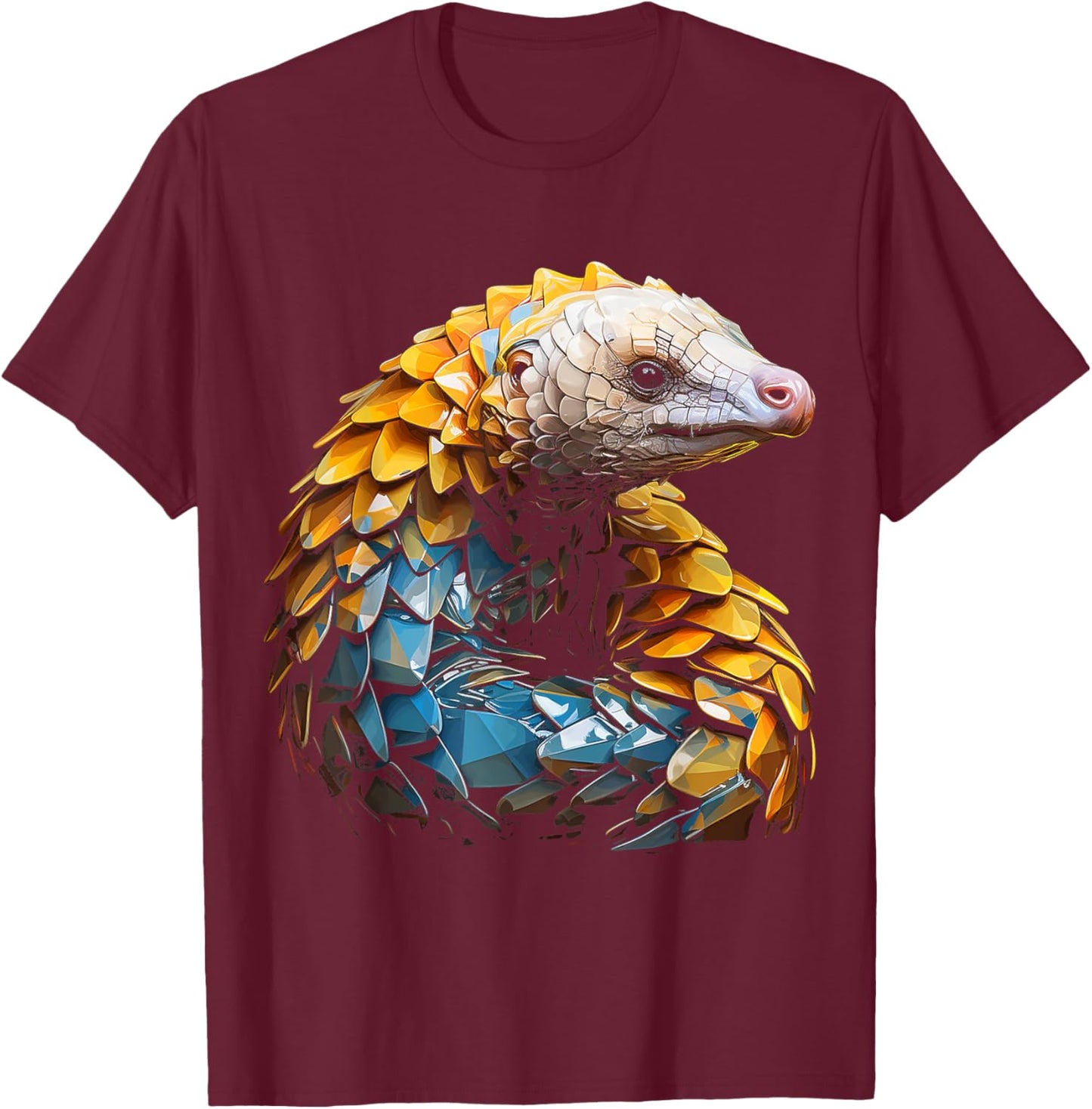 Pangolins Colorful Art Animal Graphic Polygon Pangolins T-Shirt - T-Shirt | Maroon