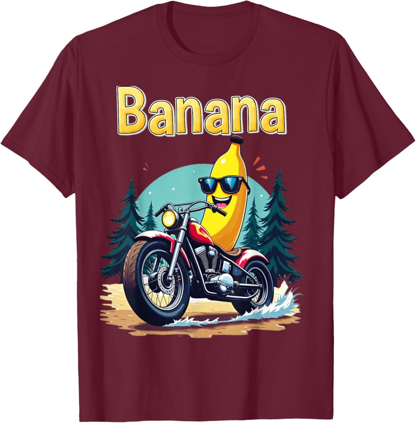 THAT'S BANANAS Halloween Costume Banana on a Motorcycle T-Shirt - T-Shirt | Maroon