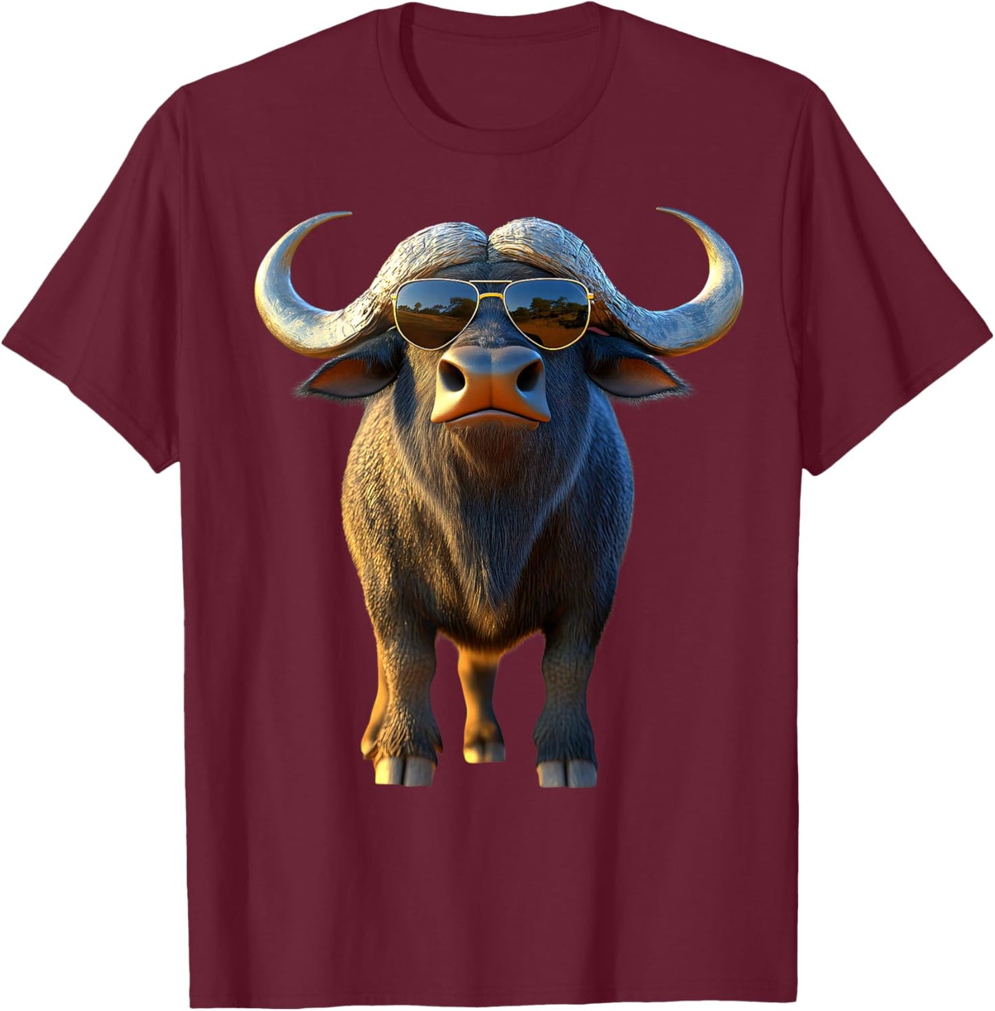 Buffalo Cape Water Buffalos Safari South African Buffalo T-Shirt - T-Shirt | Maroon