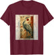 Vintage Japanese Fine Art Crane Bamboo and Iris Japan T-Shirt - T-Shirt | Maroon