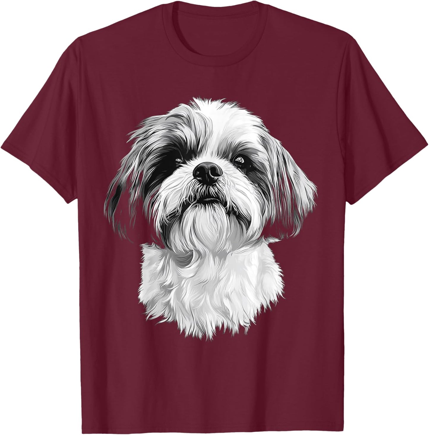 Shih Tzu Dog Motif Pet Artwork Shih Tzu T-Shirt - T-Shirt | Maroon