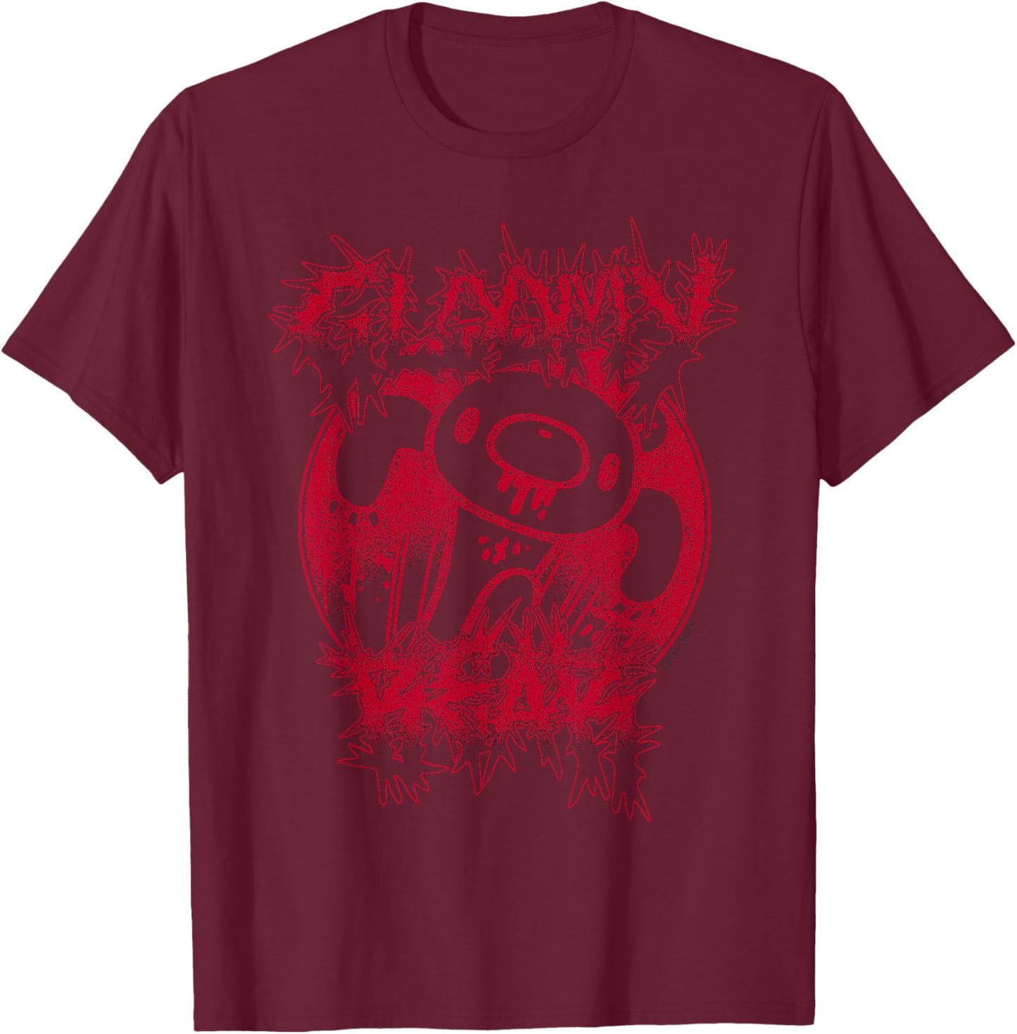Gloomy Bear The Naughty Grizzly Gothic Red Text Anime T-Shirt - T-Shirt | Maroon