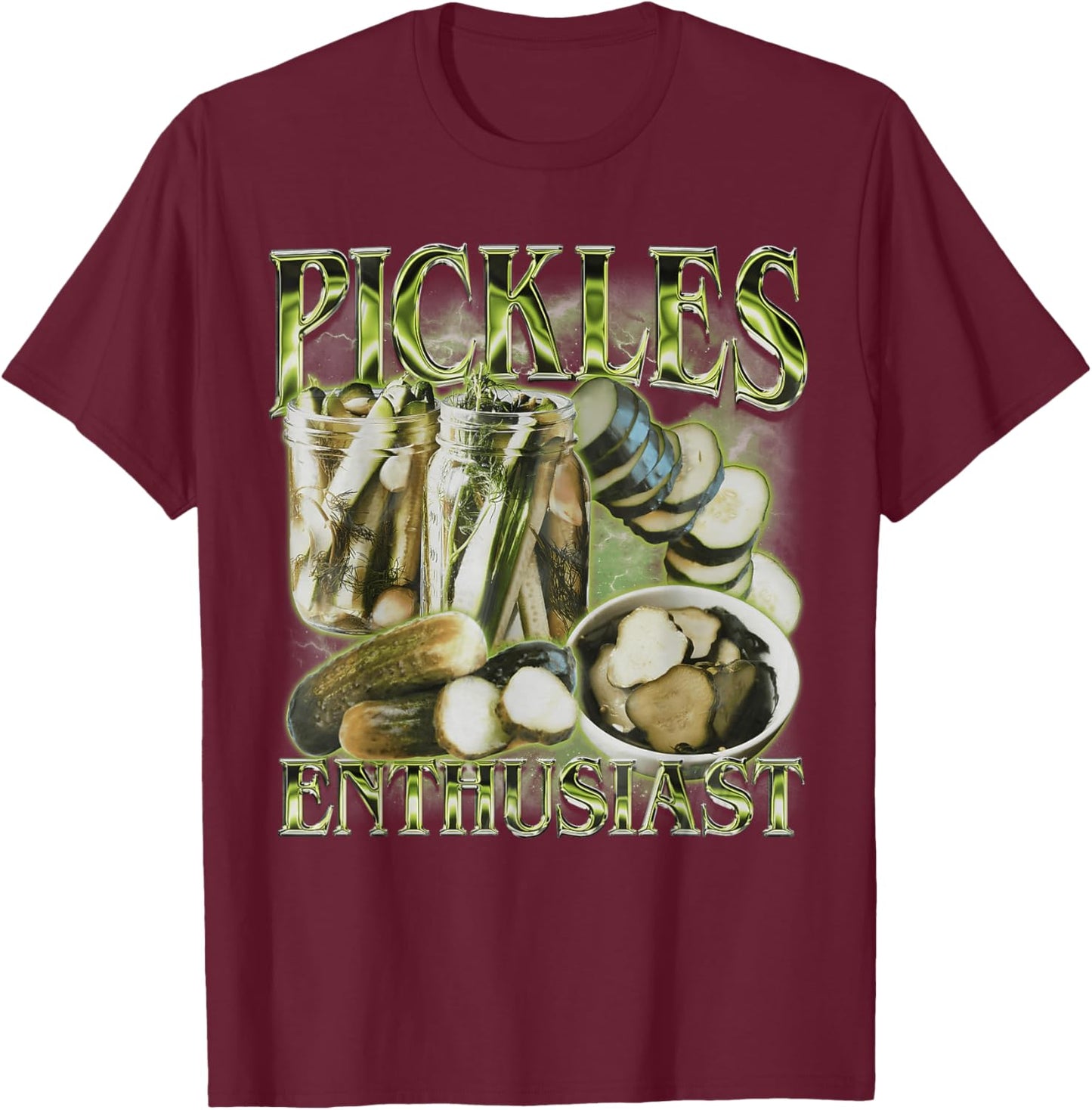 Pickle Enthusiast Vintage 90er Jahre Grafik Pickle Lover Damen T-Shirt - T-Shirt | Maroon