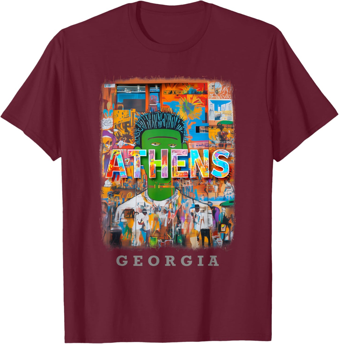 Athens Georgia GA Music and Art SD146 T-Shirt - T-Shirt | Maroon