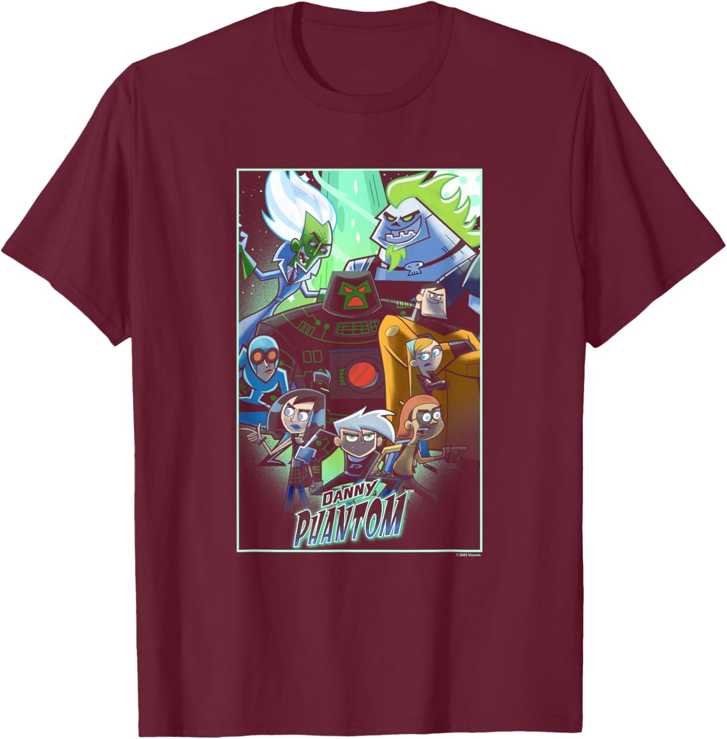 Danny Phantom Superhero Ghost Hunter Group Shot Poster T-Shirt - T-Shirt | Maroon