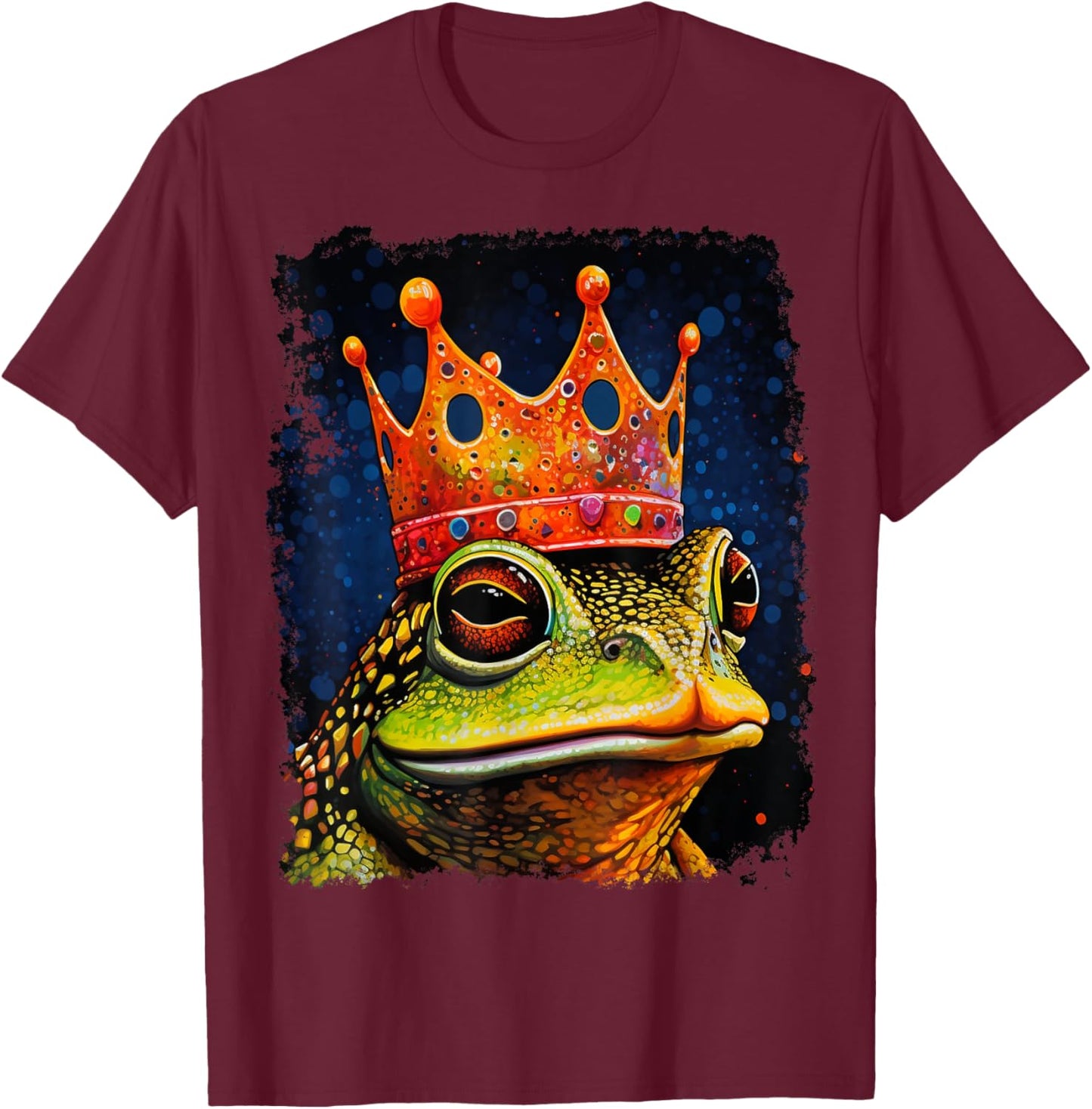 Pop Art Colorful Toad Frog King T-Shirt - T-Shirt | Maroon