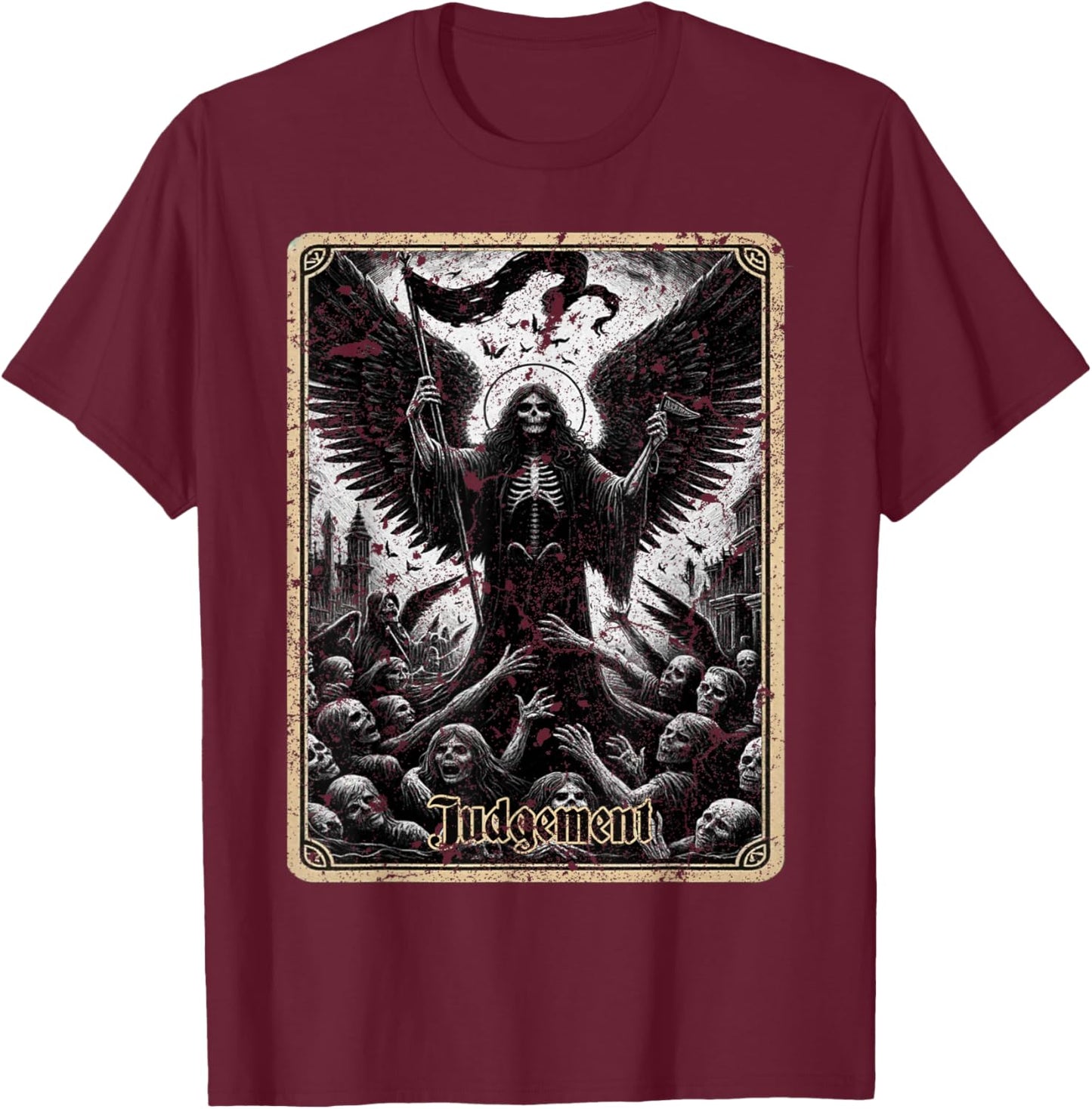 Judgement Tarot Card Scary T-Shirt - T-Shirt | Maroon