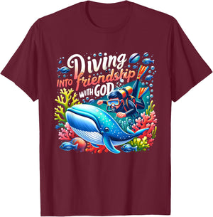Vacation Bible School Diving Into Friendship God VBS 2024 T-Shirt - T-Shirt | Maroon