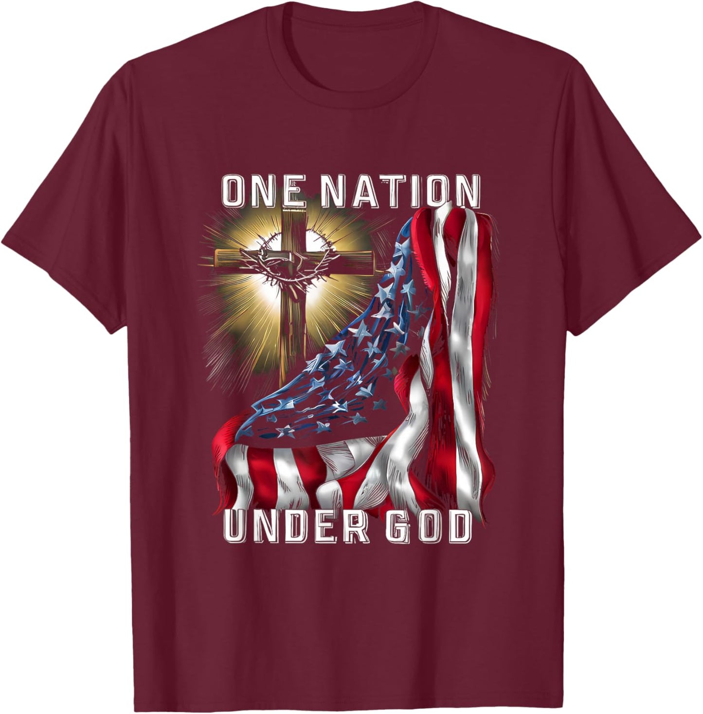 America One Nation Under God T-Shirt - T-Shirt | Maroon