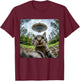 Extraterrestrial Encounter: Cat Selfie with Alien UFO Men Women Kids T-Shirt - T-Shirt | Maroon