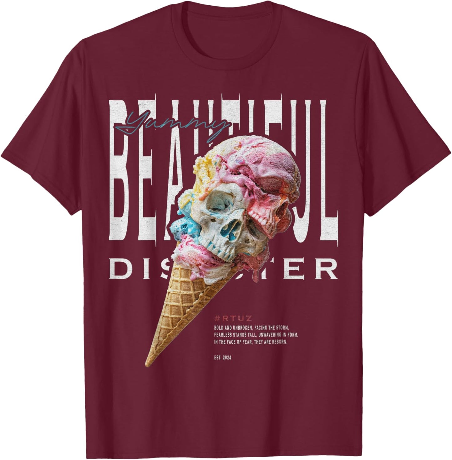 Moderne Hip Hop Eis Ice Cream Grafitti Urban Streetwear T-Shirt - T-Shirt | Maroon