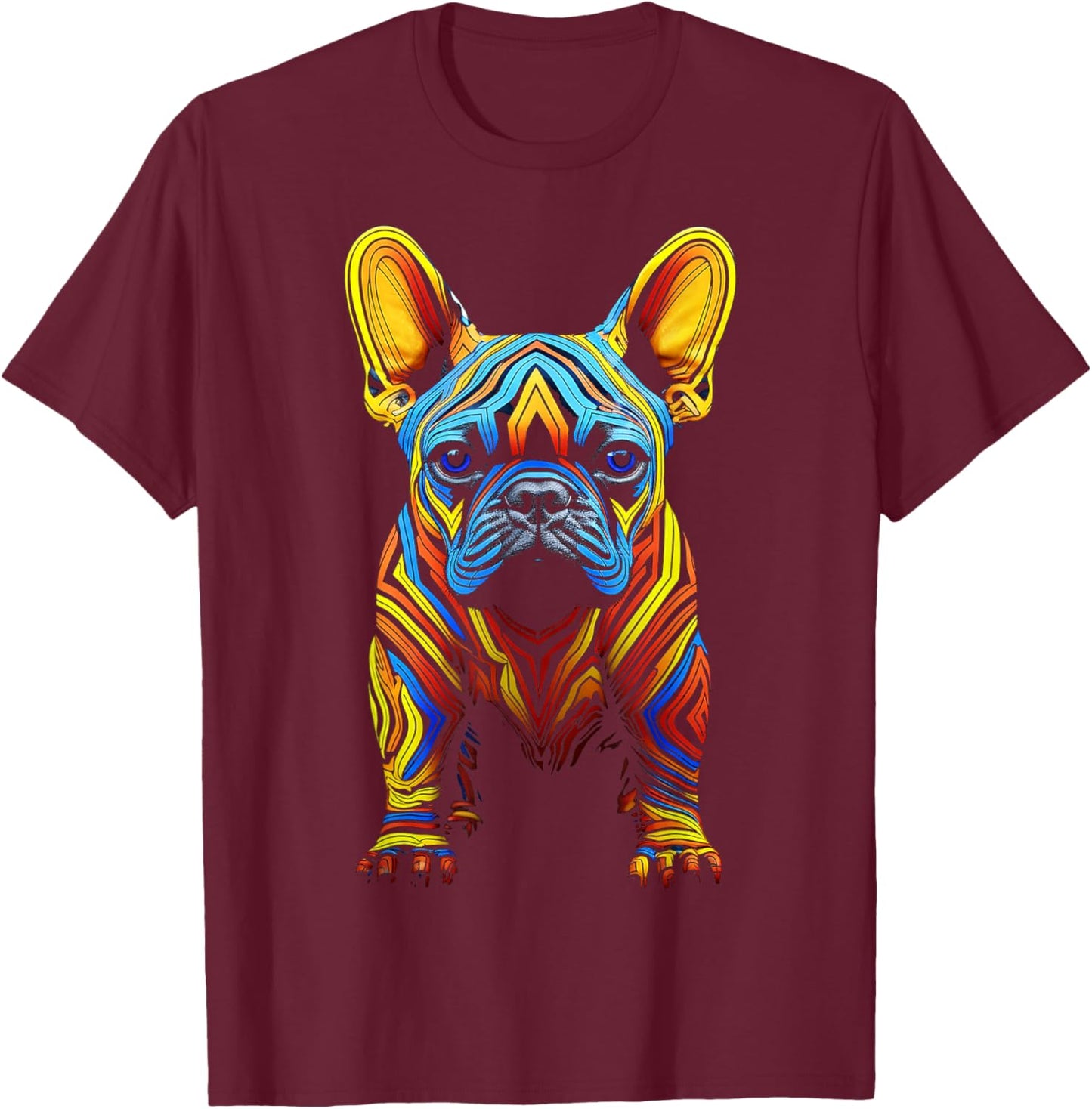 French Bulldog Motif Pet Art Dog French Bulldog T-Shirt - T-Shirt | Maroon