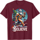 Santa Bigfoot Christmas Lights Funny Sasquatch Believe Xmas T-Shirt - T-Shirt | Maroon