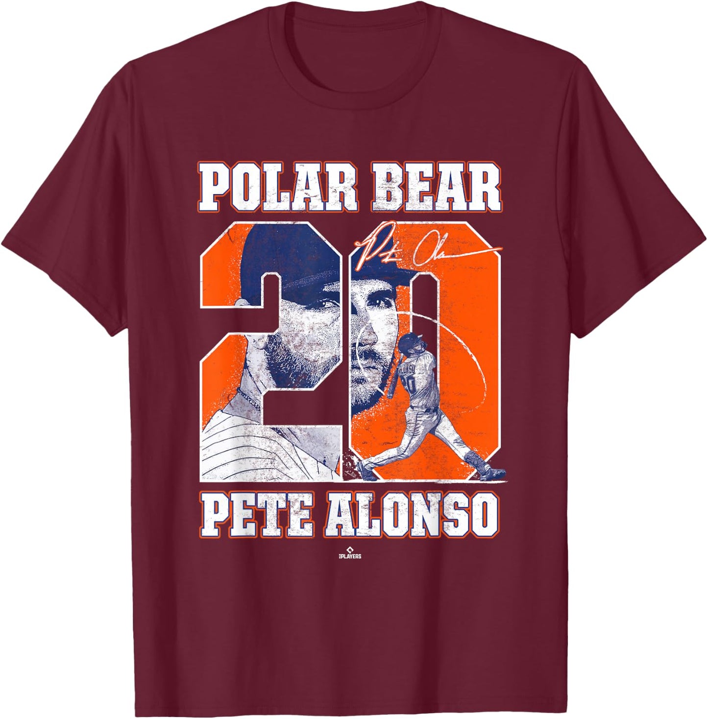 Polar Bear Pete Alonso New York MLBPA T-Shirt - T-Shirt | Maroon