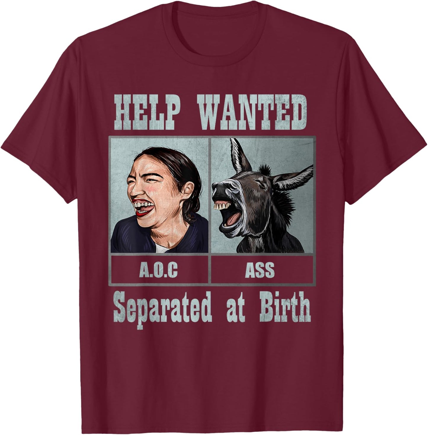 Funny Anti AOC Alexandria Ocasio Cortez Donkey t shirt T-Shirt - T-Shirt | Maroon