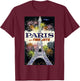 Paris Fly TWA Jets Vintage Retro Poster Print T-Shirt - T-Shirt | Maroon